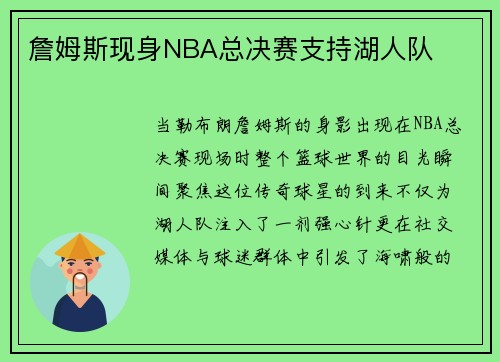 詹姆斯现身NBA总决赛支持湖人队